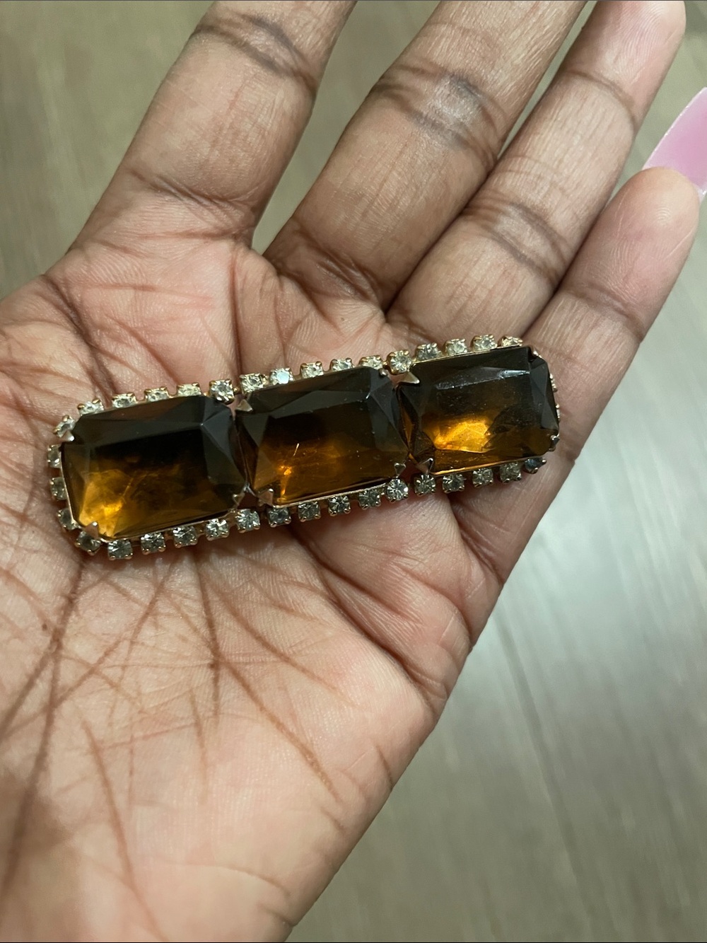 Gold-Tone Amber Crystal boorch